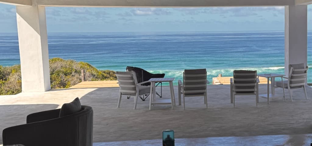 Luxury villa terrace overlooking the Indian Ocean